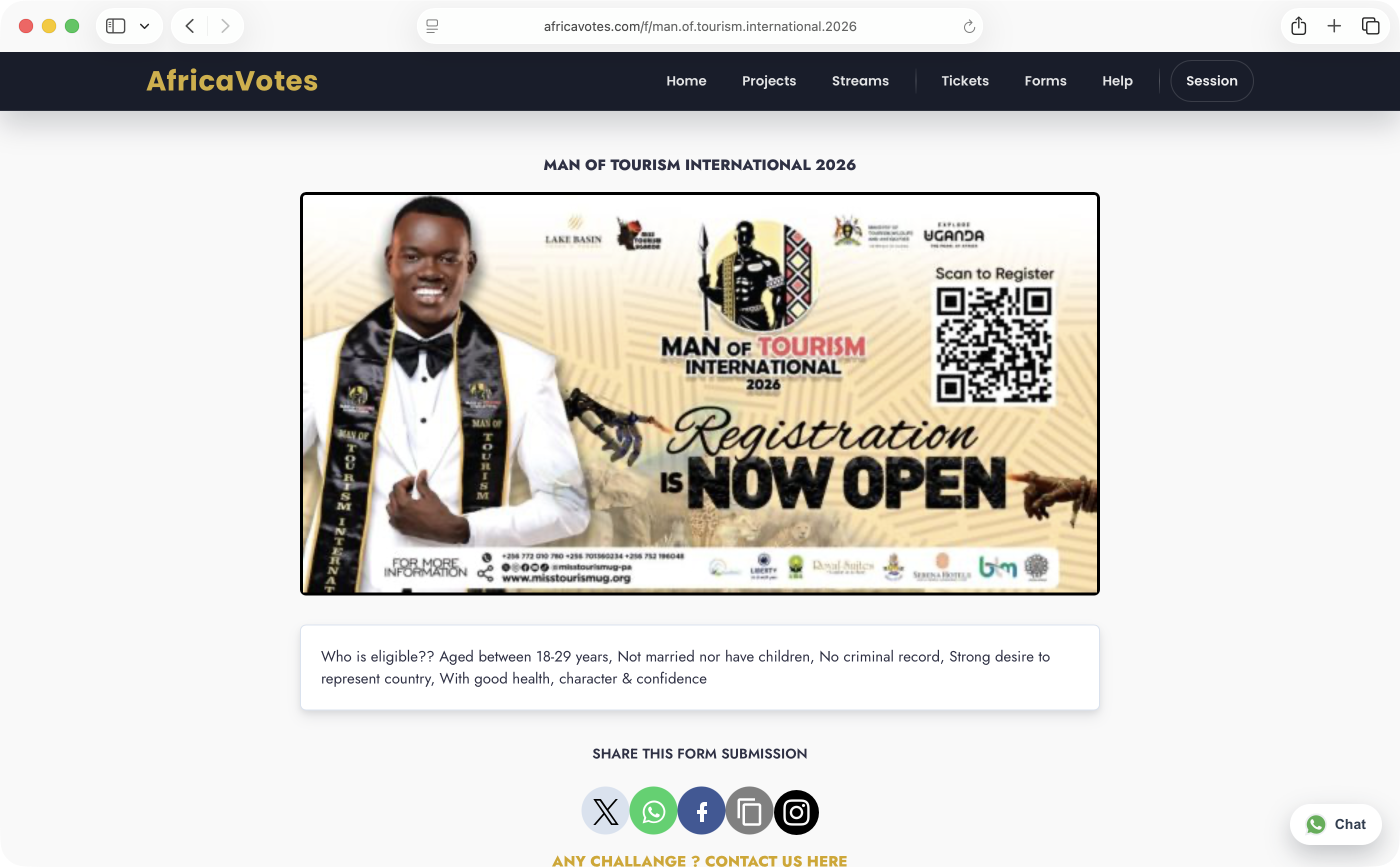 AfricaVotes public form page